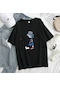Siyah Twınflames Kadın Büyük Boy Pamuk Tees Kawaii Elbise Yaz Yeni Alfabe Kız Baskılı T Shirt Yumuşak Rahat Kadın Jumper Üst Siyah