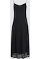 Jimmy Key Siyah Düz Kesim Askılı V Yaka Örme Elbise 24selettrav2900
