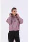 Maraton Sportswear Oversize Kadın Kapşonlu Uzun Kol Basic Koyu Lila Sweatshirt 20335-koyu Lila