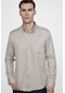 Tudors Klasik Fit Uzun Kol Düz Yaka Düğmeli Cepli Erkek Gömlek-27429-taş