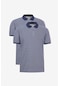2'Li Çekmeyen Pamuklu Kumaş Slim Fit Dar Kesim Kıvrılmaz Polo Yaka Tişört Paketi Lacivert
