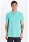 Erkek Slim Fit Dar Kesim %100 Pamuk Yeşil Polo Yaka Tişört-32763 Antrasit