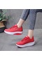 Kırmızı Kadın Ayakkabı Pu Deri Nefes Su Geçirmez Takozlar Platform Ayakkabılar Kadın Spor Ayakkabı Rahat Ayakkabılar