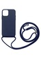 Kilifone - İphone Uyumlu İphone 12 Mini - Kılıf Renkli İp Askılı Koruyucu Ropi Kapak - Lacivert