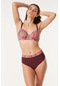 C&city Yüksek Bel Kaplı Bikini Takım 3143 Bordo-bordo