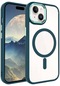 Noktaks - iPhone Uyumlu 15 Plus - Kılıf Sert Kablosuz Şarj Destekli Krom Magsafe Kapak - Koyu Yeşil