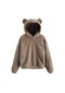 Haki Kadınlar Uzun Sonbahar Kış Kollu Tavşan Kulak Hood Kazak Peluş Sıcak Hoodie Haki