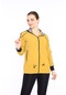 Escetic Hardal Kadın Spor Kapişonlu Su İtici Rüzgarlık Fermuarlu İnce Ceket 6560-4152-sarı