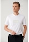Erkek Beyaz Soft Touch Bisiklet Yaka Hologram Baskılı Regular Fit T-shirt A41y1180