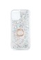 Noktaks - iPhone Uyumlu 12 Mini - Kılıf Yüzüklü Simli Sıvılı Milce Kapak - Gümüş