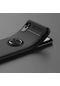Ekılıf - Xiaomi Redmi 9a Uyumlu Kılıf Yüzüklü Karbon Ravel Silikon Kapak - Siyah-mavi