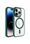 Noktaks - İphone Uyumlu İphone 14 Pro - Kılıf Sert Kablosuz Şarj Destekli Krom Magsafe Kapak - Koyu Yeşil