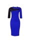 Ikkb Kadın Truvakar Kol Blok Renk Büyük Beden Elbise Royal Mavi