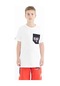 Tommy Life Beyaz Ön Cepli Nakış Detaylı O Yaka Standart Kalıp Erkek Çocuk T-shirt - 11116 Beyaz