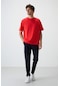 Tommy Life Fiesta - Lacivert Pamuklu Kalın Yumuşak Dokulu Oversize Fit Basic Erkek Eşofman Takım - 85251 Kırmızı - Lacivert