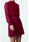 Moda Stil Fitted Dik Yaka Mini Boy A Kesim Astarlı Şifon Dokuma Elbise Mor