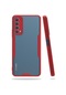 Tecno - Huawei P Smart 2021 Ppa-lx2 - Kılıf Kenarı Renkli Arkası Şeffaf Parfe Kapak - Kırmızı