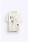 The Champ Clothing Art Work Baskılı Oversize Bej Erkek T-shirt Bej