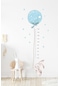 Sim Tasarım Balonlu Tavşan Boy Ölçer Duvar Sticker Seti Mavi