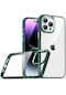 Noktaks - iPhone Uyumlu 14 Pro - Kılıf Arkası Şeffaf Kamera Çevresi Parlak Zıt Renkli Flora Kapak - Yeşil