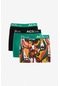 AC&Co / Altınyıldız Classics Erkek Sıyah-yesıl Desenli Pamuklu Esnek 3'lü Boxer Paketi