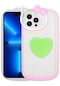 iPhone Uyumlu 12 Pro Kılıf Kedi Figürlü Transparan Pop Soketli Lopard Ritmik Kapak - Yeşil