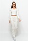 Kadın Soft Kadife Pantolon-Bluz Alt Üst İkili Takım Beyaz