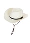 Suntek Katlanabilir Yazlık Hasır Şapka Örgülü Kovboy Beyaz