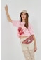Strawberry Fields Forever Baskılı %100 Pamuk Kadın Oversize Siyah Tişört Pembe