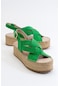 Luvishoes Lontano Yeşil Süet Hakiki Deri Kadın Sandalet