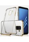 Kilifone - Samsung Uyumlu Galaxy J6 Plus - Kılıf Dört Köşesi Renkli Arkası Şefaf Lazer Silikon Kapak - Gold