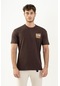 Maraton Sportswear Oversize Erkek Bisiklet Yaka Kısa Kol Basic Kahverengi T-Shirt 21598-Kahverengi