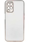 Oppo A54 4g Kılıf Lopard Parlak Kenarlı Altın Işlemeli Kamera Korumalı Kapak Bark - Beyaz