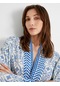 Koton Kimono Bol Kalıp Desenli Pamuklu Mavi Desenli 4sak50035pw