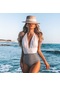 Cbtx Yaz Tek Parça Sırtı Açık Bağcıklı Kadın Mayo Çiçek Desenli Halter Bikini Turuncu