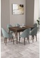 Milas Barok Desen 80x132 Mdf Açılabilir Mutfak Masası Takımı 6 Adet Sandalye Su Yeşili
