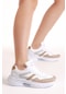 Tonny Black Kadın Beyaz Toprak Faylon Taban Şeritli Bağcıklı Spor Ayakkabı