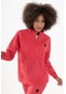 Maraton Sportswear Comfort Kadın Dik Yaka Düşük Kol Basic Mercan Tracktop 22178-mercan