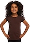 Lovetti Kahverengi Kız Çocuk Kısa Kollu Basıc Tişört