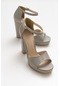 Luvishoes 08k15 Janjanlı Platin Kadın Topuklu Ayakkabı