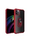 Kilifone - İphone Uyumlu İphone 12 Pro Max - Kılıf Yüzüklü Arkası Şeffaf Koruyucu Mola Kapak - Kırmızı