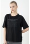 Maraton Sportswear Comfort Kadın Bisiklet Yaka Kısa Kol Basic Siyah T-Shirt 22142-Siyah