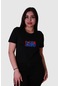 Trender Mavi-kırmızı Kova Baskı Siyah Kadın T-shirt Model 4 SIYAH