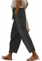 Mengtuo İlkbahar ve Yaz Orta Bel Bol Gündelik Kadın Pantolonu - Siyah