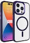 Mutcase - İphone Uyumlu İphone 15 Pro Max - Kılıf Sert Kablosuz Şarj Destekli Krom Magsafe Kapak - Derin Mor