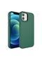 Noktaks İphone Uyumlu 12 - Kılıf Metal Çerçeve Tasarımlı Sert Btox Kapak - Koyu Yeşil