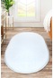 Oval Comfort Puffy Düz Saçaklı Peluş Halı Beyaz