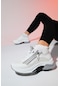 Oude Beyaz Kadın Fermuarlı Kalın Taban Spor Sneakers