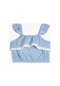 Koton Crop Bluz Askılı Fırfırlı Fisto Detaylı Mavi Çizgili 3skg60030aw 3SKG60030AW6S5
