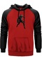 Black Panter Silhouette Kırmızı Renk Reglan Kol Sweatshirt